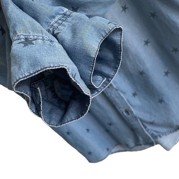 STANDARD GRACE Chambray Button Down Blouse Stars Blue S - Picture 4 of 7